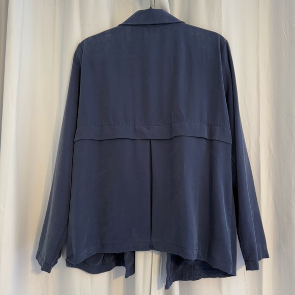 Joan Vass Open Front Navy Drape Blazer Lyocell Women’s XL - Picture 3 of 7